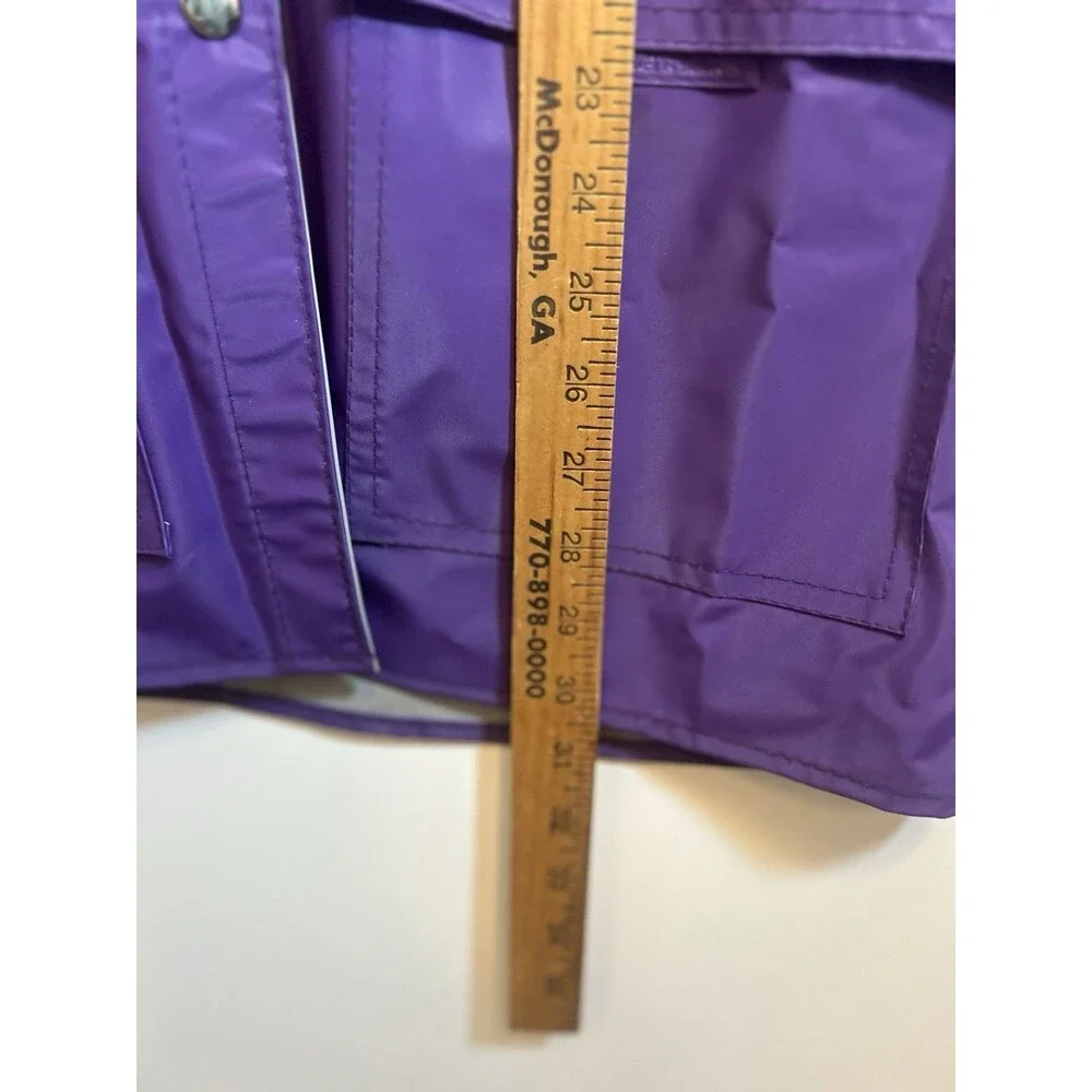 The Slicker Purple Reversible Hooded Raincoat Waterproof Vinyl Womens M Coat EUC - Picture 8 of 13